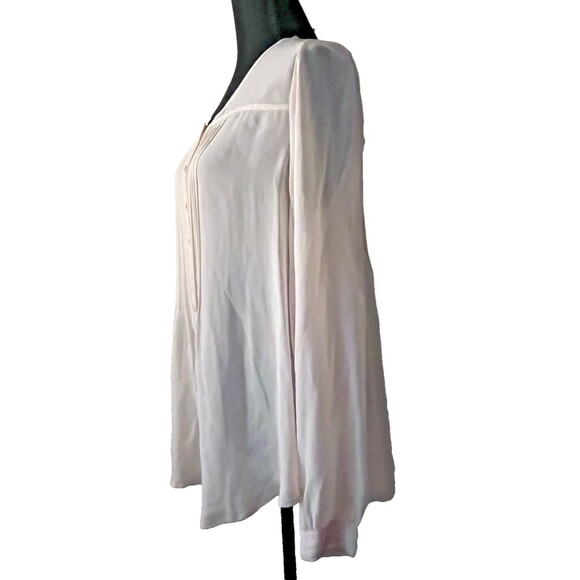 Calypso Womens Long Sleeve‎ Sheer Pintuck Button Up Top Blouse Light Pink Size M - Picture 4 of 6